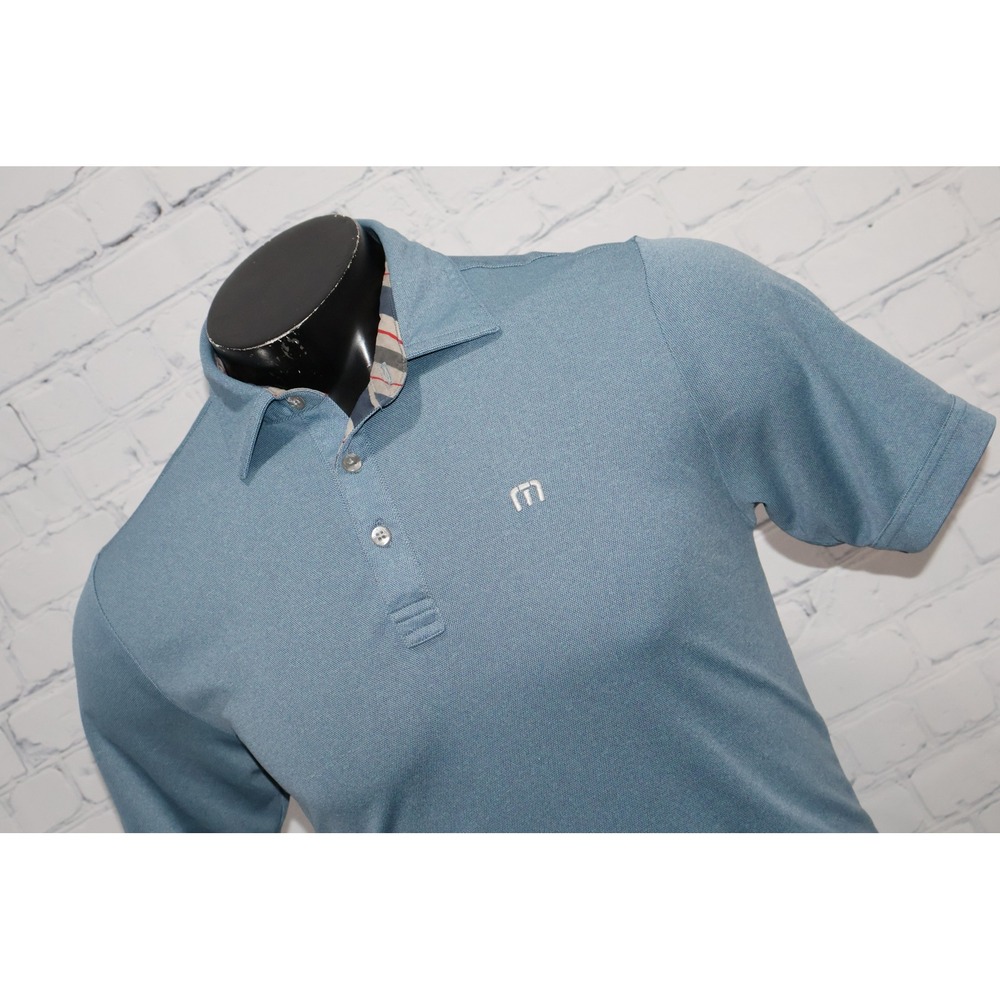 Travis Mathew Golf Polo Shirt Mens Small Polyester Blue Short Sleeve Performance
